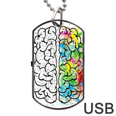 Brain Mind Psychology Idea Drawing Short Overalls Dog Tag Usb Flash (one Side)