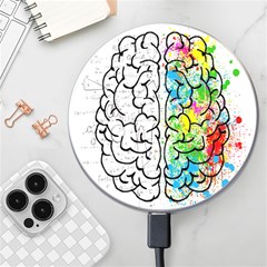 Brain Mind Psychology Idea Drawing Short Overalls Wireless Fast Charger(white) by Azkajaya