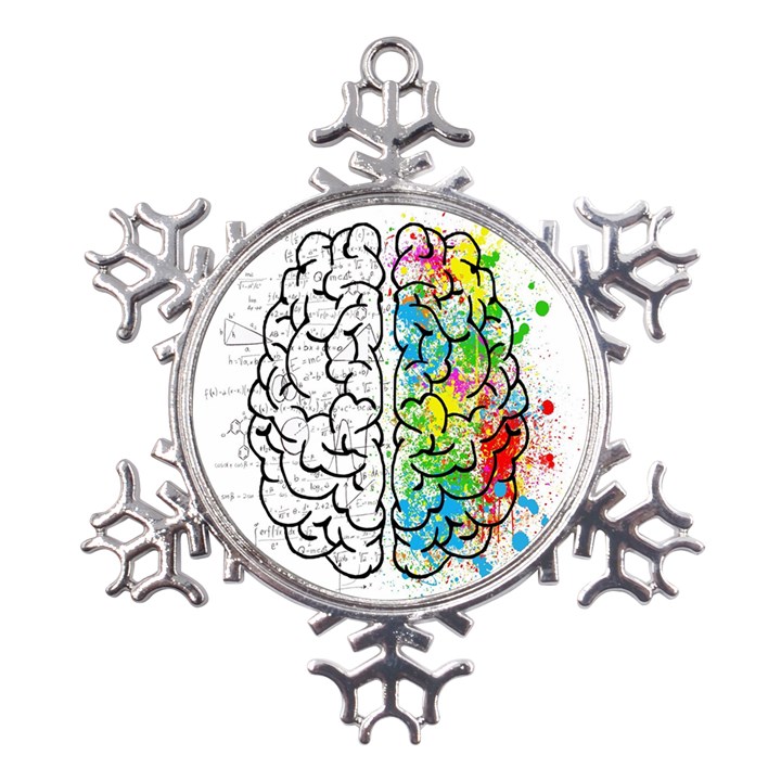 Brain Mind Psychology Idea Drawing Short Overalls Metal Large Snowflake Ornament