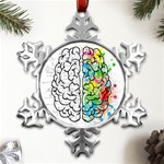 Brain Mind Psychology Idea Drawing Short Overalls Metal Small Snowflake Ornament Front