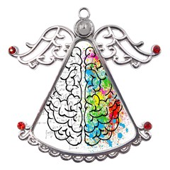 Brain Mind Psychology Idea Drawing Short Overalls Metal Angel With Crystal Ornament by Azkajaya