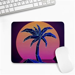 Abstract 3d Art Holiday Island Palm Tree Pink Purple Summer Sunset Water Small Mousepad by Cemarart