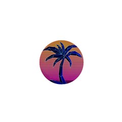 Abstract 3d Art Holiday Island Palm Tree Pink Purple Summer Sunset Water 1  Mini Magnets by Cemarart