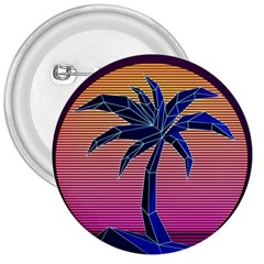 Abstract 3d Art Holiday Island Palm Tree Pink Purple Summer Sunset Water 3  Buttons by Cemarart