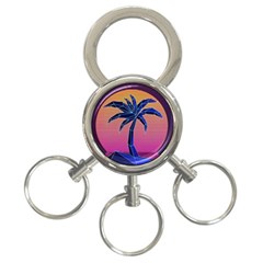 Abstract 3d Art Holiday Island Palm Tree Pink Purple Summer Sunset Water 3-ring Key Chain