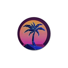 Abstract 3d Art Holiday Island Palm Tree Pink Purple Summer Sunset Water Golf Ball Marker (4 Pack) by Cemarart