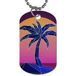 Abstract 3d Art Holiday Island Palm Tree Pink Purple Summer Sunset Water Dog Tag (Two Sides) Back