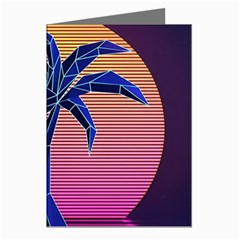 Abstract 3d Art Holiday Island Palm Tree Pink Purple Summer Sunset Water Greeting Cards (pkg Of 8) by Cemarart