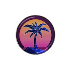 Abstract 3d Art Holiday Island Palm Tree Pink Purple Summer Sunset Water Hat Clip Ball Marker (4 Pack) by Cemarart