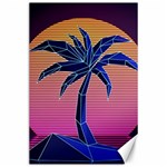 Abstract 3d Art Holiday Island Palm Tree Pink Purple Summer Sunset Water Canvas 24  x 36  23.35 x34.74  Canvas - 1