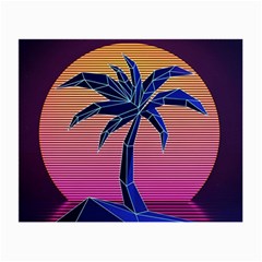 Abstract 3d Art Holiday Island Palm Tree Pink Purple Summer Sunset Water Small Glasses Cloth (2 Sides) by Cemarart