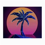 Abstract 3d Art Holiday Island Palm Tree Pink Purple Summer Sunset Water Small Glasses Cloth (2 Sides) Front