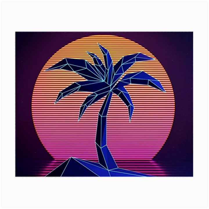 Abstract 3d Art Holiday Island Palm Tree Pink Purple Summer Sunset Water Small Glasses Cloth (2 Sides)