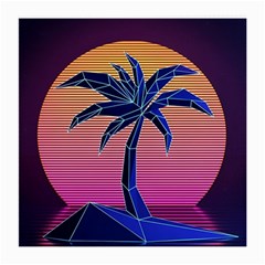 Abstract 3d Art Holiday Island Palm Tree Pink Purple Summer Sunset Water Medium Glasses Cloth by Cemarart