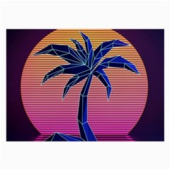 Abstract 3d Art Holiday Island Palm Tree Pink Purple Summer Sunset Water Large Glasses Cloth by Cemarart