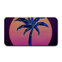 Abstract 3d Art Holiday Island Palm Tree Pink Purple Summer Sunset Water Medium Bar Mat by Cemarart