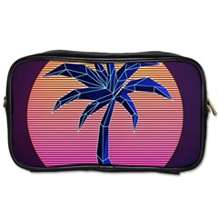 Abstract 3d Art Holiday Island Palm Tree Pink Purple Summer Sunset Water Toiletries Bag (two Sides) by Cemarart