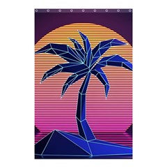 Abstract 3d Art Holiday Island Palm Tree Pink Purple Summer Sunset Water Shower Curtain 48  X 72  (small)  by Cemarart