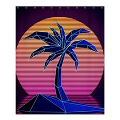 Abstract 3d Art Holiday Island Palm Tree Pink Purple Summer Sunset Water Shower Curtain 60  X 72  (medium)  by Cemarart