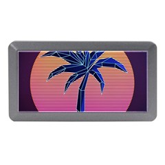 Abstract 3d Art Holiday Island Palm Tree Pink Purple Summer Sunset Water Memory Card Reader (mini) by Cemarart