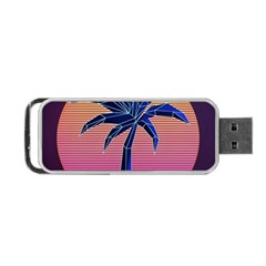 Abstract 3d Art Holiday Island Palm Tree Pink Purple Summer Sunset Water Portable Usb Flash (two Sides) by Cemarart