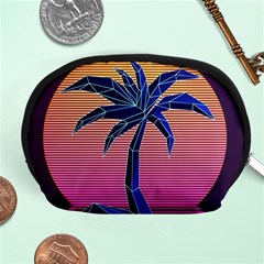 Abstract 3d Art Holiday Island Palm Tree Pink Purple Summer Sunset Water Accessory Pouch (medium) by Cemarart