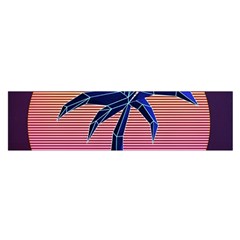 Abstract 3d Art Holiday Island Palm Tree Pink Purple Summer Sunset Water Oblong Satin Scarf (16  X 60 ) by Cemarart