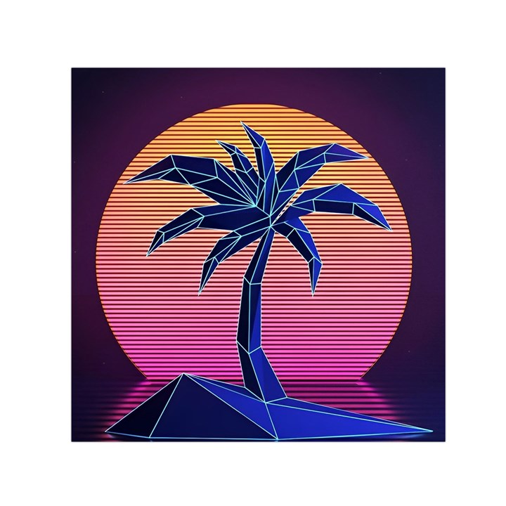 Abstract 3d Art Holiday Island Palm Tree Pink Purple Summer Sunset Water Square Satin Scarf (30  x 30 )