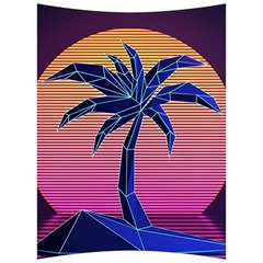 Abstract 3d Art Holiday Island Palm Tree Pink Purple Summer Sunset Water Back Support Cushion by Cemarart