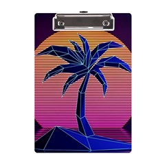 Abstract 3d Art Holiday Island Palm Tree Pink Purple Summer Sunset Water A5 Acrylic Clipboard by Cemarart