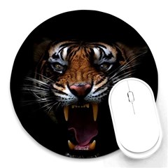 Tiger Angry Nima Face Wild Round Mousepad by Cemarart