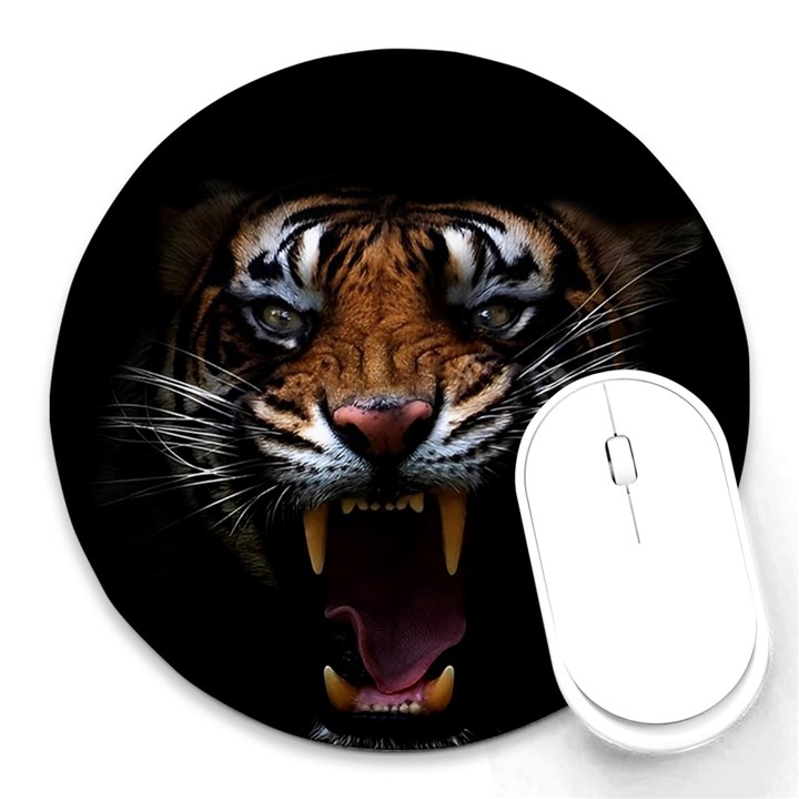 Tiger Angry Nima Face Wild Round Mousepad