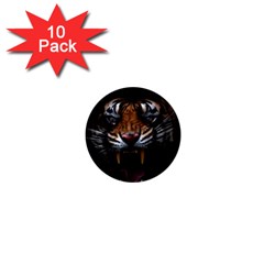 Tiger Angry Nima Face Wild 1  Mini Buttons (10 Pack)  by Cemarart