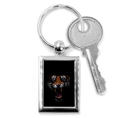 Tiger Angry Nima Face Wild Key Chain (rectangle) by Cemarart