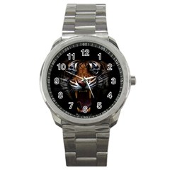 Tiger Angry Nima Face Wild Sport Metal Watch by Cemarart