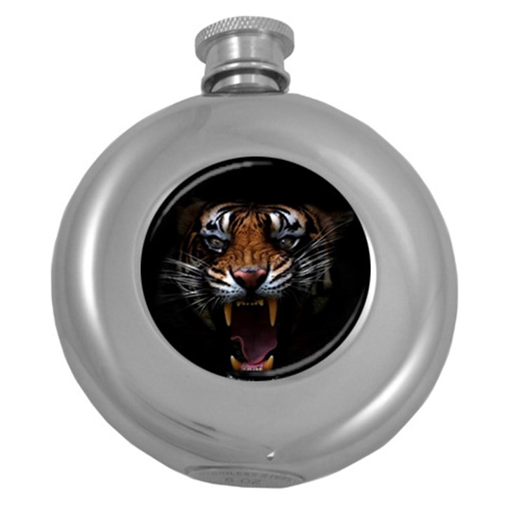 Tiger Angry Nima Face Wild Round Hip Flask (5 oz)