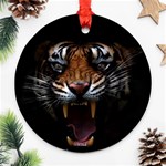 Tiger Angry Nima Face Wild Round Ornament (Two Sides) Front