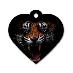 Tiger Angry Nima Face Wild Dog Tag Heart (one Side) by Cemarart