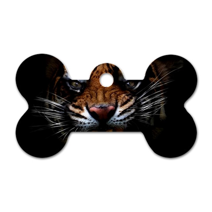 Tiger Angry Nima Face Wild Dog Tag Bone (Two Sides)