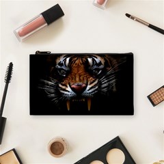 Tiger Angry Nima Face Wild Cosmetic Bag (small) by Cemarart