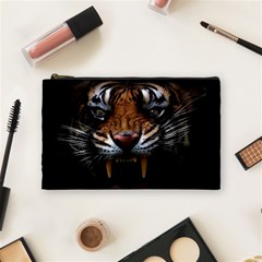 Tiger Angry Nima Face Wild Cosmetic Bag (medium) by Cemarart