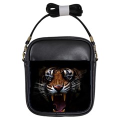 Tiger Angry Nima Face Wild Girls Sling Bag by Cemarart