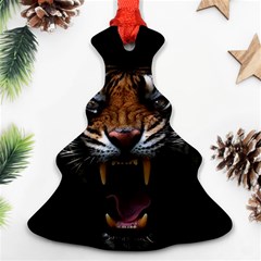 Tiger Angry Nima Face Wild Christmas Tree Ornament (two Sides) by Cemarart