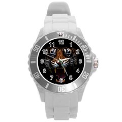 Tiger Angry Nima Face Wild Round Plastic Sport Watch (l) by Cemarart