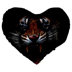 Tiger Angry Nima Face Wild Large 19  Premium Heart Shape Cushions by Cemarart