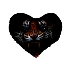 Tiger Angry Nima Face Wild Standard 16  Premium Flano Heart Shape Cushions by Cemarart