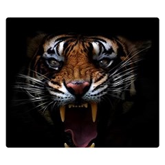 Tiger Angry Nima Face Wild Two Sides Premium Plush Fleece Blanket (small) by Cemarart