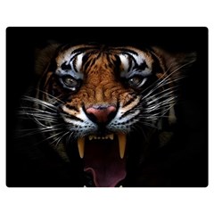 Tiger Angry Nima Face Wild Two Sides Premium Plush Fleece Blanket (medium) by Cemarart