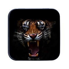 Tiger Angry Nima Face Wild Square Metal Box (black) by Cemarart