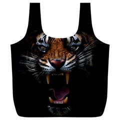 Tiger Angry Nima Face Wild Full Print Recycle Bag (xxxl) by Cemarart